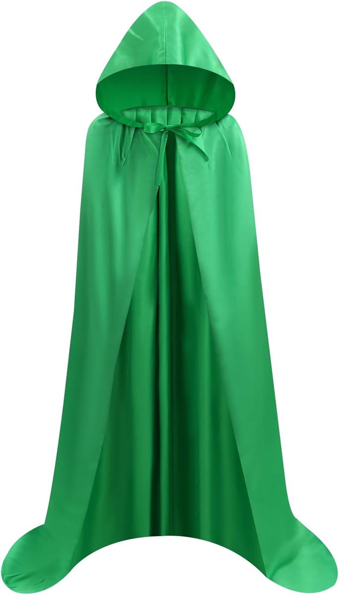 Lange Satijn Cape met Capuchon Unisex Volwassen Kostuum Mantel Magere