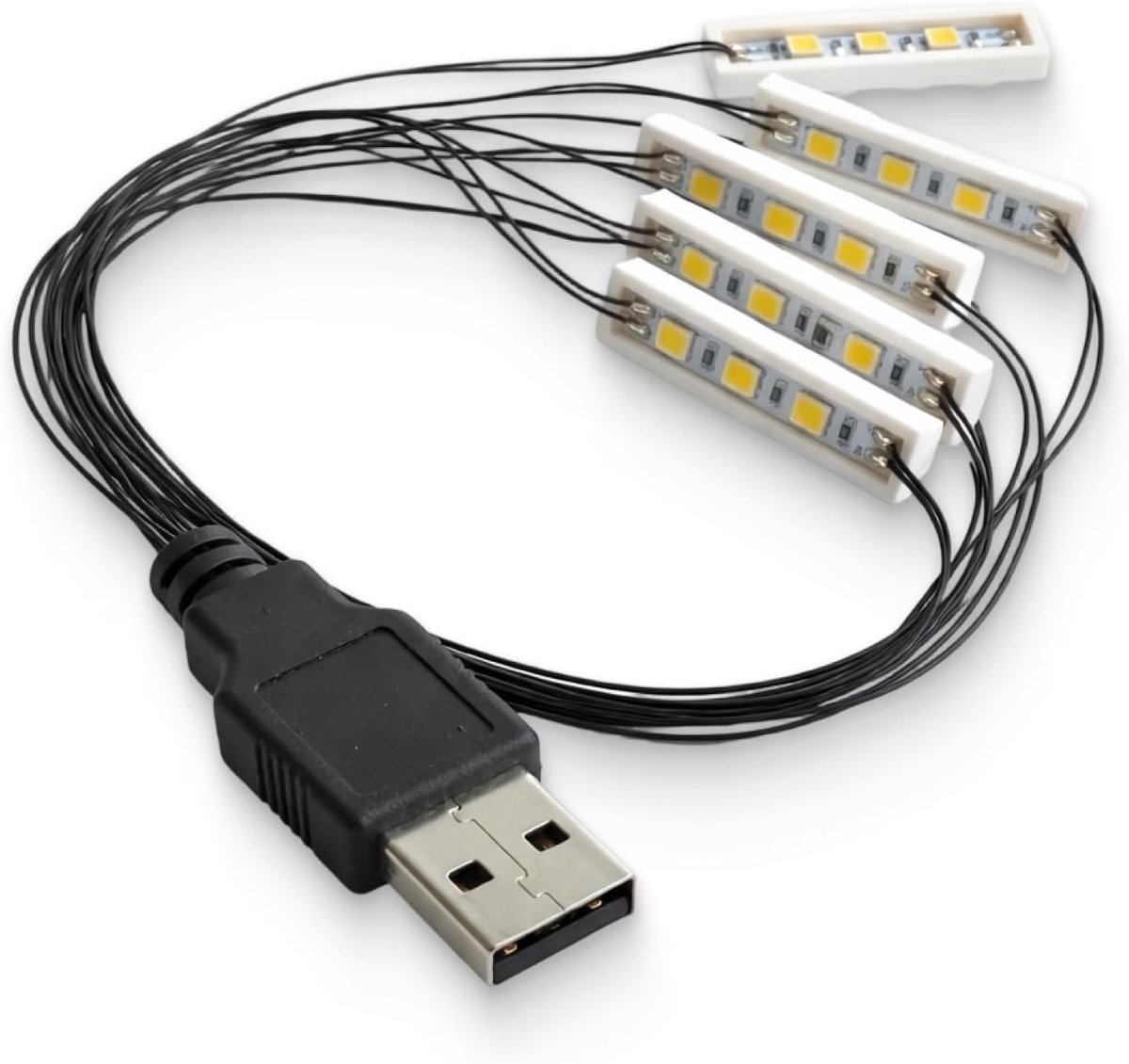 6 stuks LED downlights met warmwit licht, USB-voeding voor modelbouw en doe-het-zelfprojecten, ideaal voor MOC's en creatief ontwerp