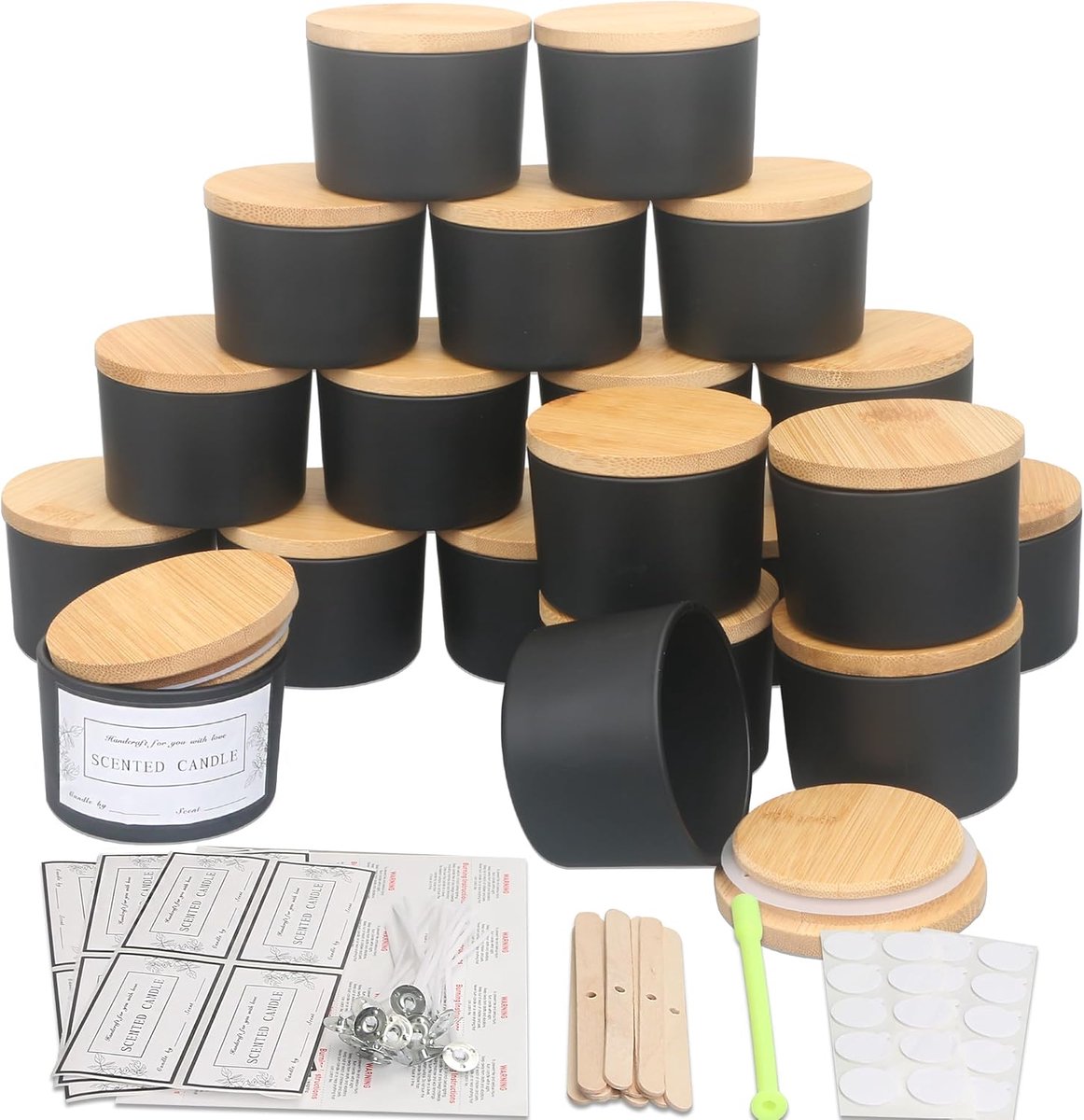 20 stuks 118 ml matzwarte glazen kaarsenglazen met deksel en