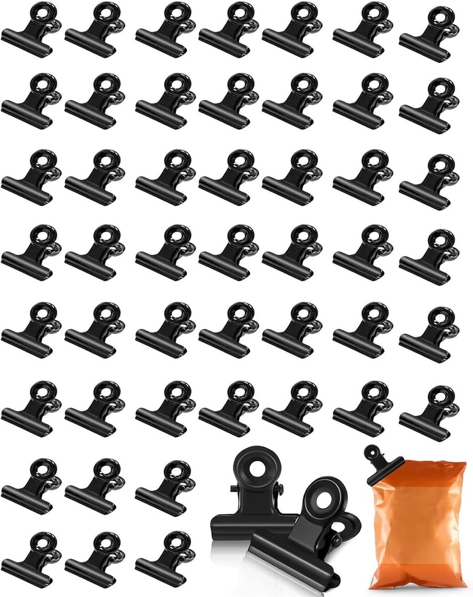 Clips, 21 mm mini metalen klemmen, multifunctionele scharnierclip, briefklem voor tags, tassen, foto's, tekeningen, kunsthandwerk, kantoor, keuken (zwart)