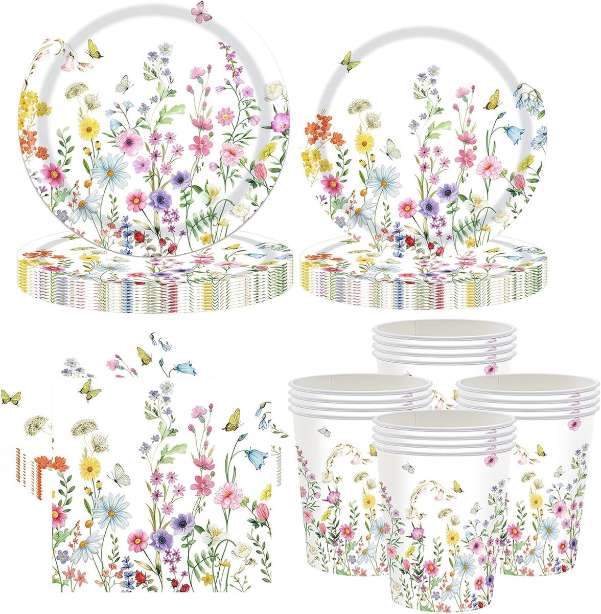 Bloemenfeestdecoraties, partyserviesset, 68 stuks, middagthee