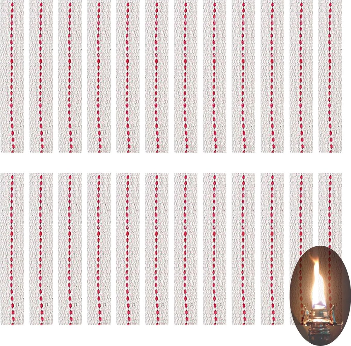 24 Stuks Stormlantaarn Lont 1.2x12.5cm - Vervanglont voor Olielampen, Katoenen Lont voor Lantaarns, Geschikt voor Diverse Olielampen