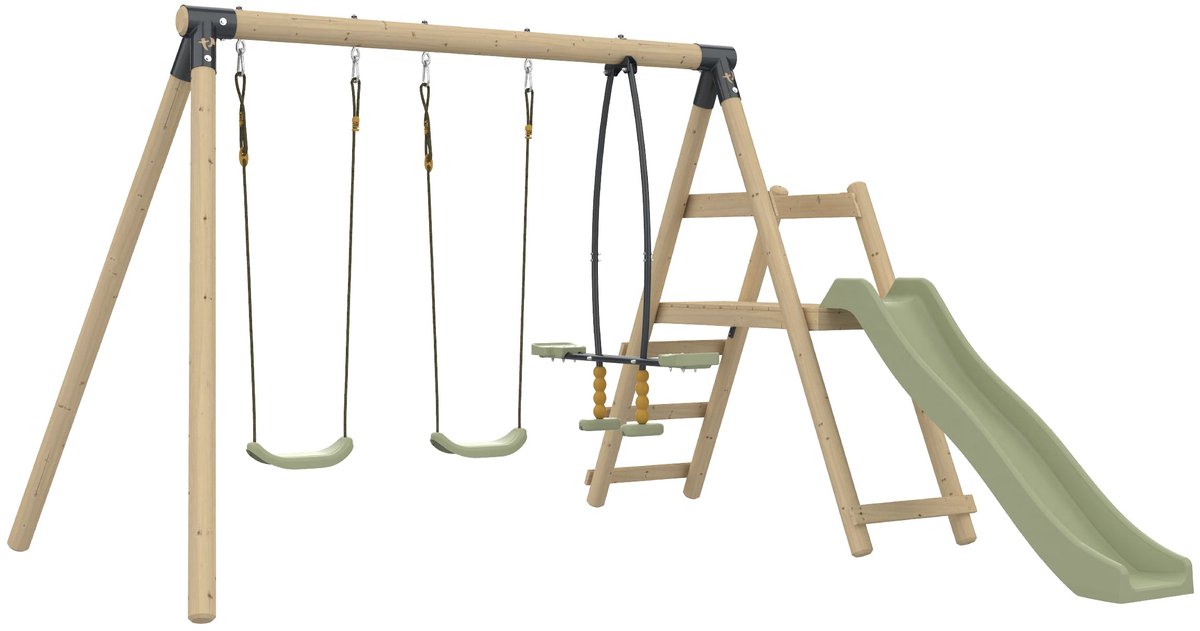 AJONC Station schommels - tegenovergesteld - schuif - verankeringsset - FSC® hout h190 cm