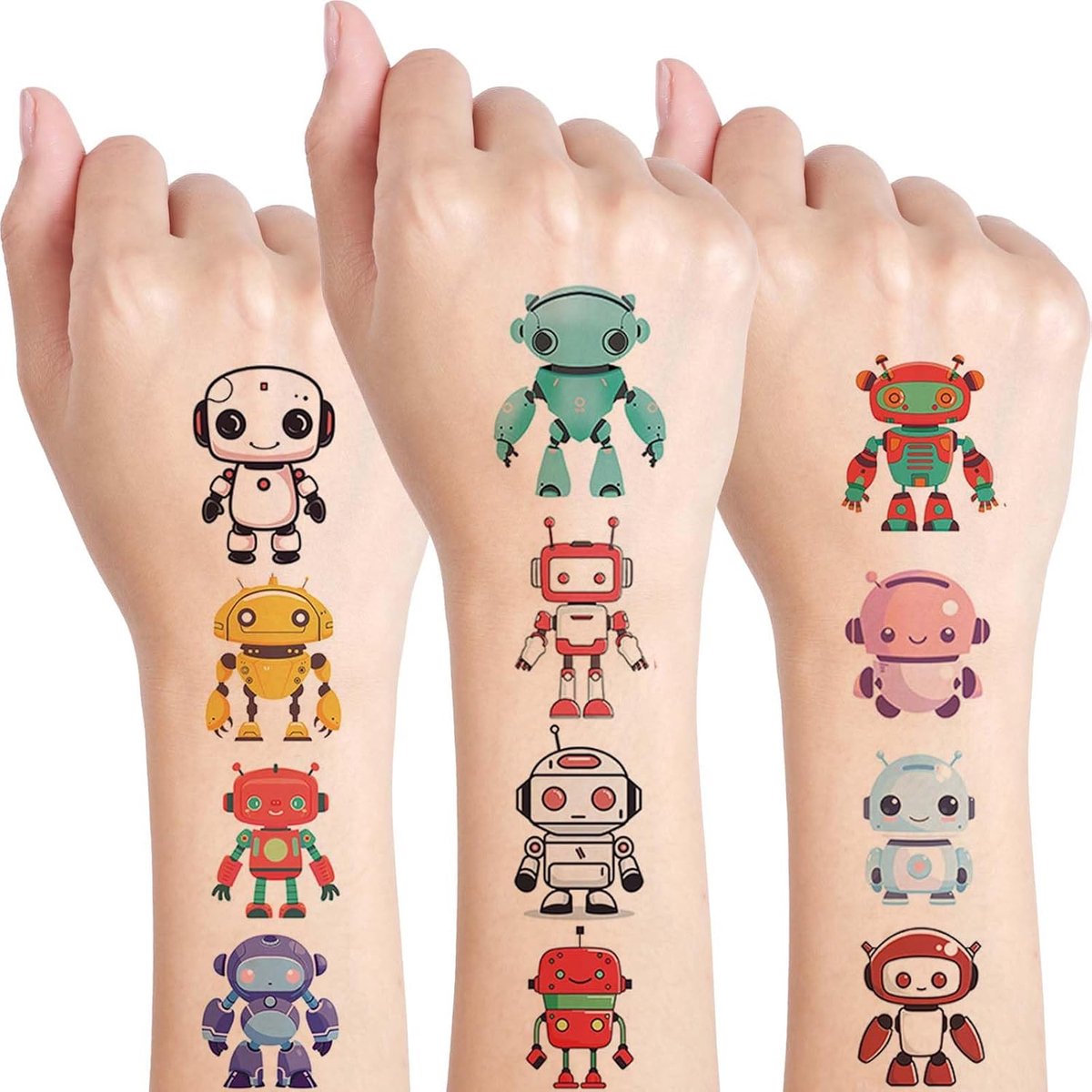 Tijdelijke tatoeages voor kinderen, schattige robotstickers voor verjaardagsfeestje, carnaval toevoeging, klaslokaal beloningen voor jongens en meisjes