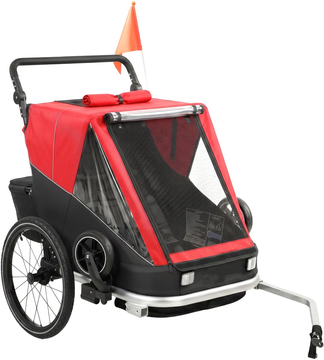 Sogiol® Kinderfietskar - Wandelwagen 2-in-1- 2 Zitjes - Opvouwbaar - Verstelbare Zitting - Rood