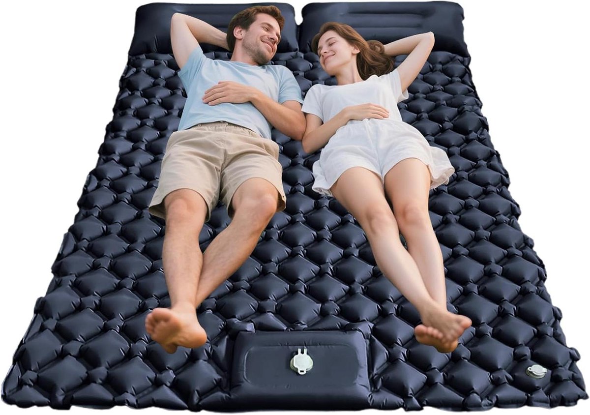 Campingmat Luchtbed - Slaapmat Kampeer mat - Outdoor slapen - Dubbele laagconstructie - 190x120x5 cm - Zwart