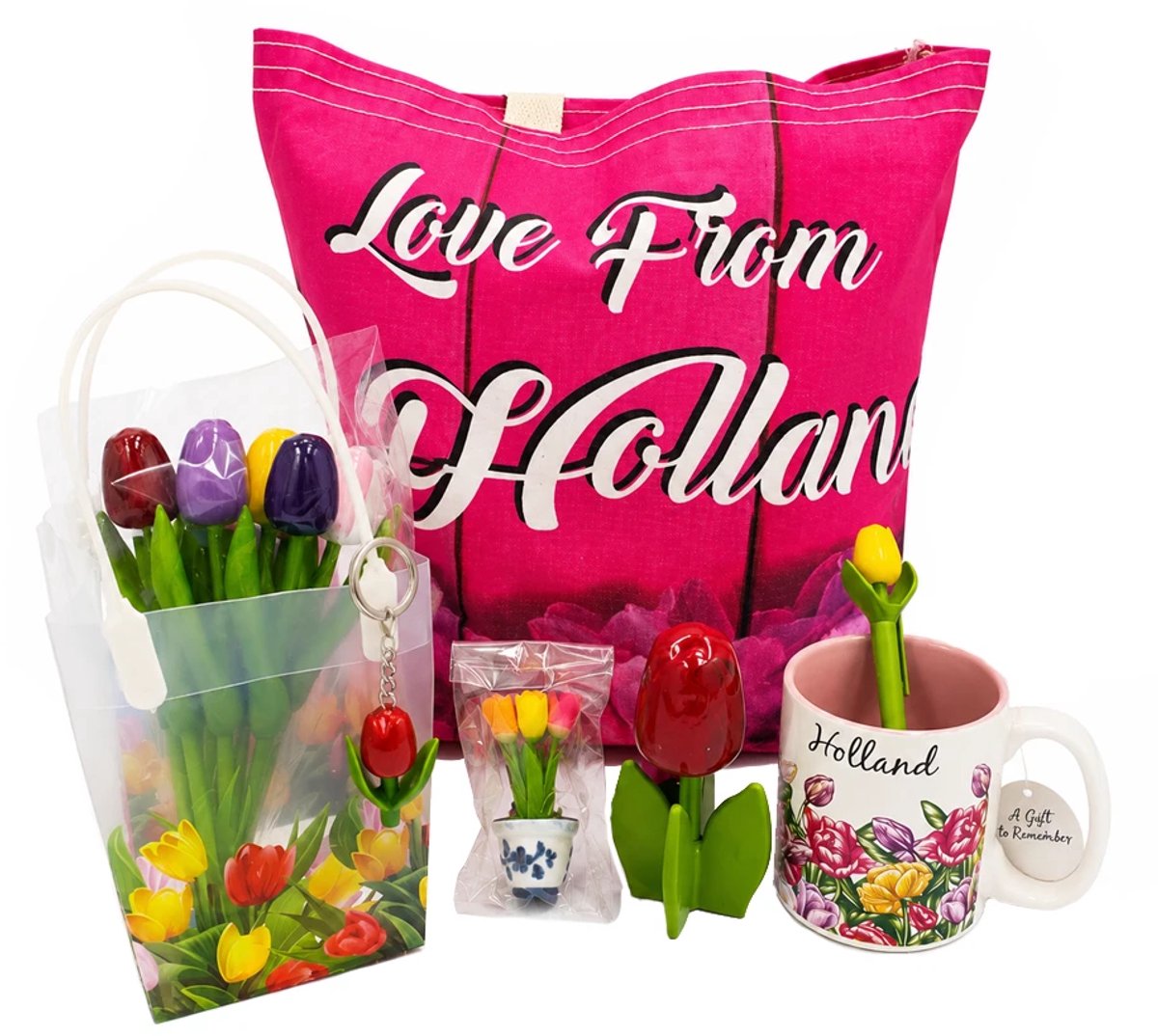 Geschenkpakket tulpen middel - Verpakt in geschenktas - Nederlands cadeau - Cadeaupakket - Nederland souvenir - Hollandse cadeautjes - Hollandse souvenirs
