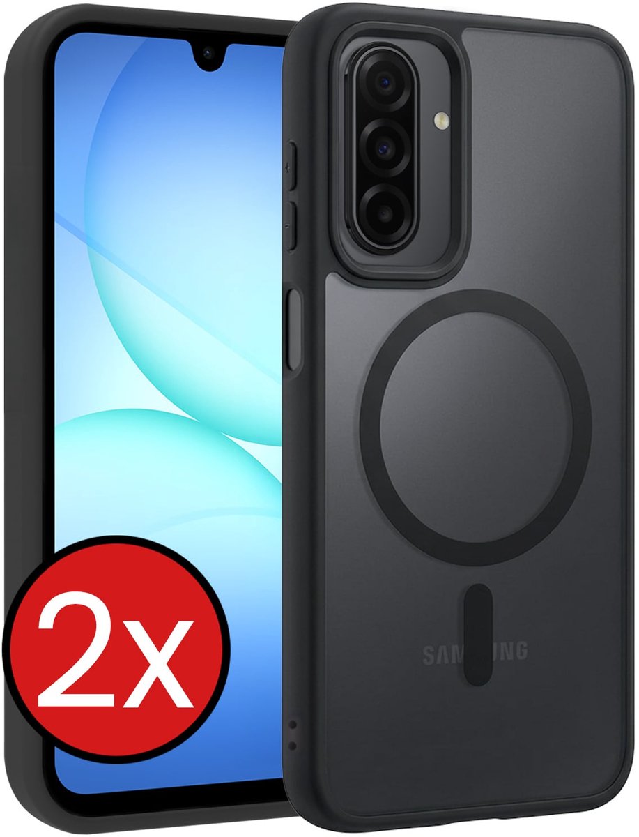 Hoesje - 2 Stuks - Geschikt voor Samsung Galaxy A17 - Magsafe Compatible - Sterk & Shockproof - Shock Proof Case - Back Cover - Telefoon Hoes - Telefoonhoes - Zwart