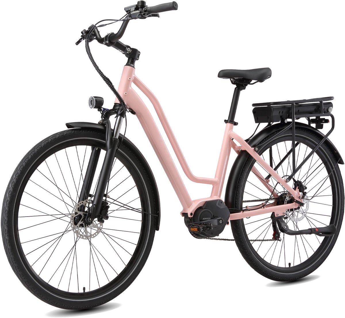 Maxtron Urban8 Elektrische stadsfiets - 28 inch - Ananda M60 middenmotor - 70 Nm hoog koppel - 460,8 Wh accu - 70 km actieradius - hydraulische schijfremmen - koppelsensor - Shimano versnellingen - roze