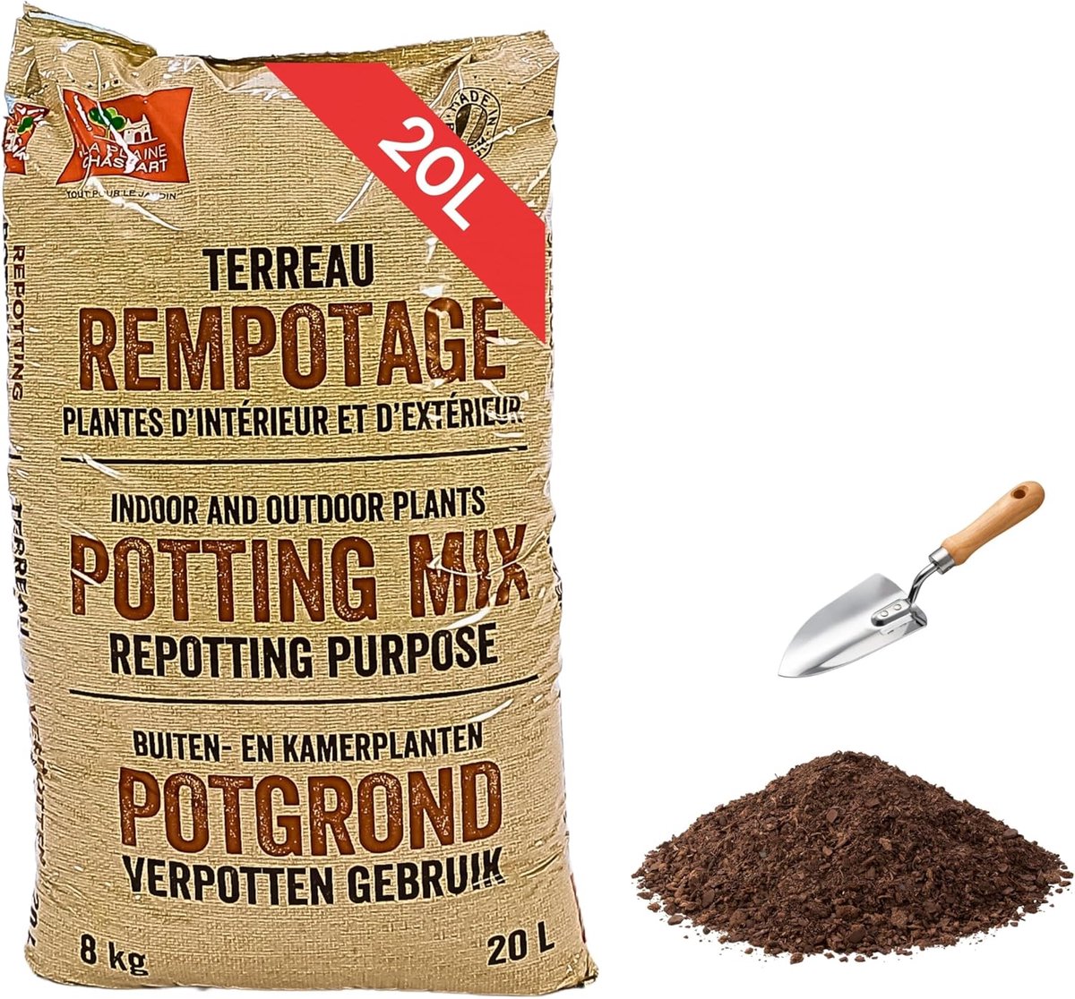 SnelShoppen - La Plaine Chassart Potgrond voor Kamerplanten 20L - Kwalitatieve Verpotgrond voor Bloemen en Planten, Voedzame Grond voor Binnen en Buit