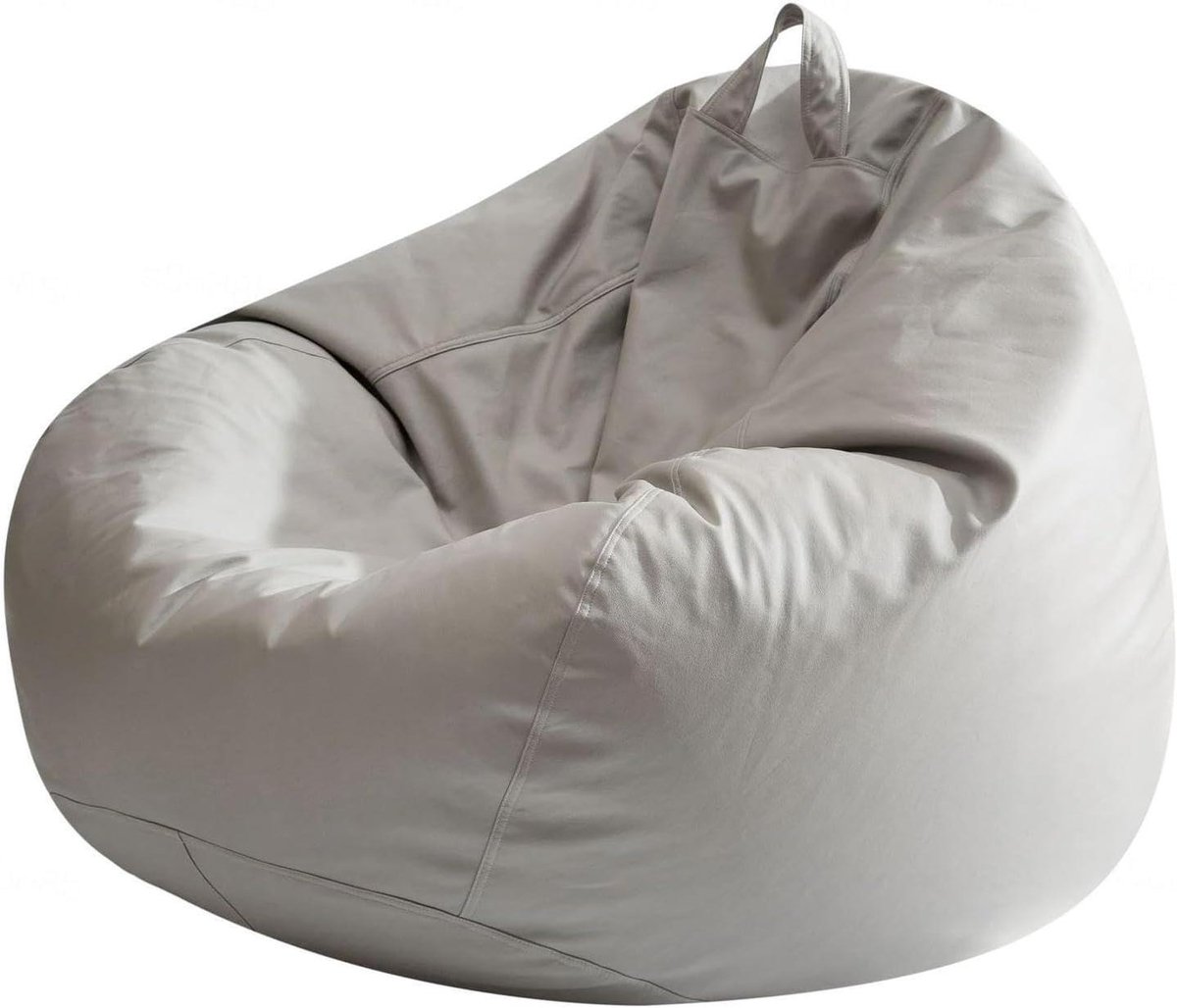Bean Bag Cover - Luie Stoelhoes - Ontspannen Zitten - Met Handvat en Rits - 80x90cm - Lichtgrijs