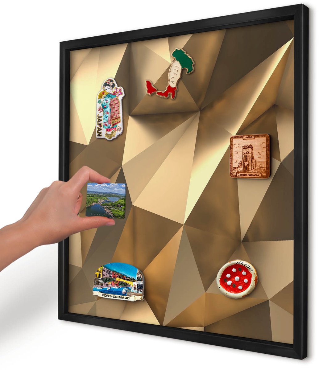 Artprintcave Bruin Magneetbord mit Zwart Frame - 50x50 cm - Warme Geometrie Wandbord Magnetisch - Geometrische Notitiebord - Geometrische