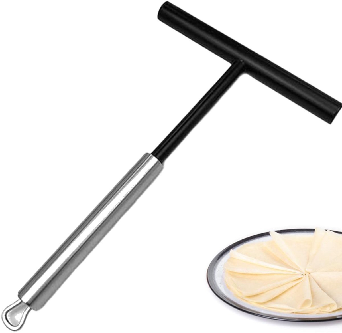 Deegverdeler - Pannenkoeken accessoire - Gelijkmatig verdelen - Roestvrij staal - 195 cm - Zilverkleurig