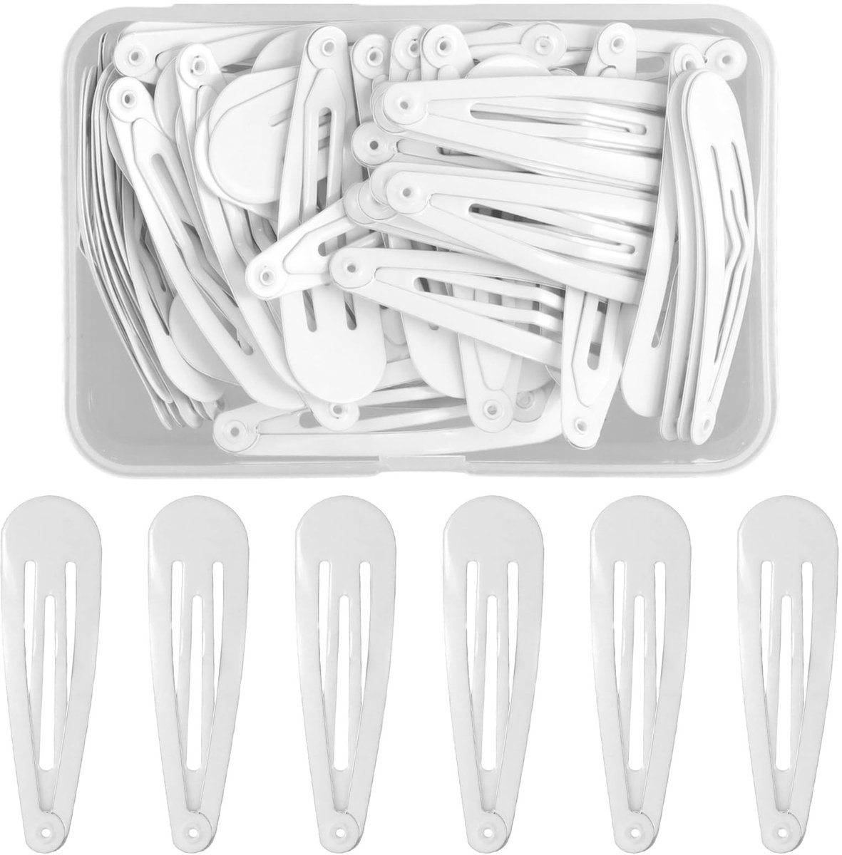 Dailygoods - 50 stuks haarspelden voor meisjes en dames, 5 cm zwarte haarspelden van metaal, accessoires voor kinderen, schattige haarspelden, antislip haar, accessoires voor meisjes (wit)