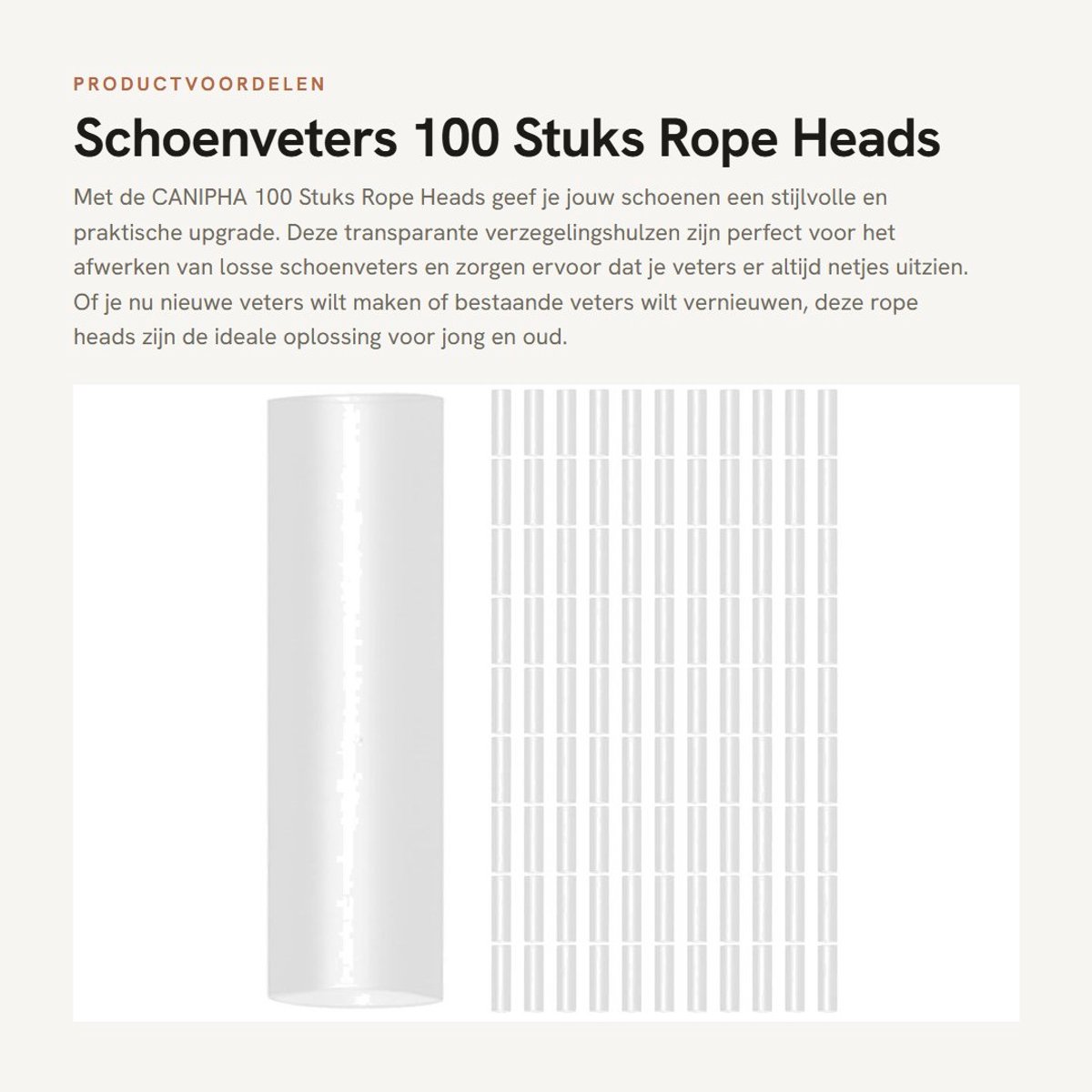 Dailygoods - Schoenveters - 100 Stuks Rope Heads - Transparante Verzegelingshuls - Handgemaakte Lacing Heads - Duurzaam en Sterk - Geschikt voor versc...