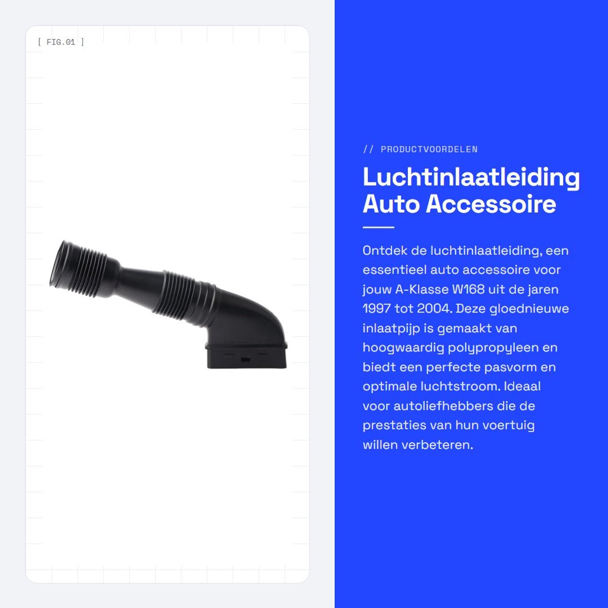 Dailygoods - Luchtinlaatleiding - Auto Accessoire - Gloednieuw - Zwart - Geschikt voor A-Klasse W168 1997-2004 - Luchtinlaatpijp - Hoge kwaliteit
