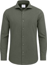 Vercate - Heren Lange Mouwen Overhemd - Olijf / Donkergroen - Slim-Fit - Linnen Katoen- Maat 43/XL
