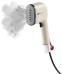 Beige Braun QuickStyle 3 kledingstomer met stoom uit de kop en rode lus aan de onderkant.