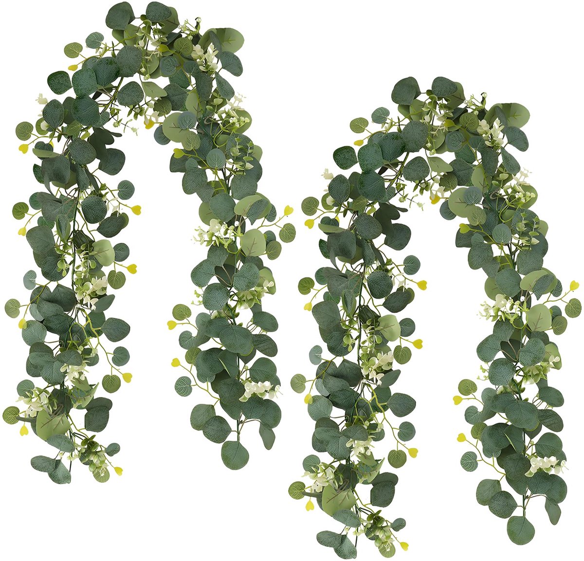 2 stuks nepplanten, 1,8 m kunstmatige eucalyptusplant, klimop hangende wijnstokken, kunstbladeren, voor bruiloft, feest, tuin, kantoor, slaapkamerdecoratie