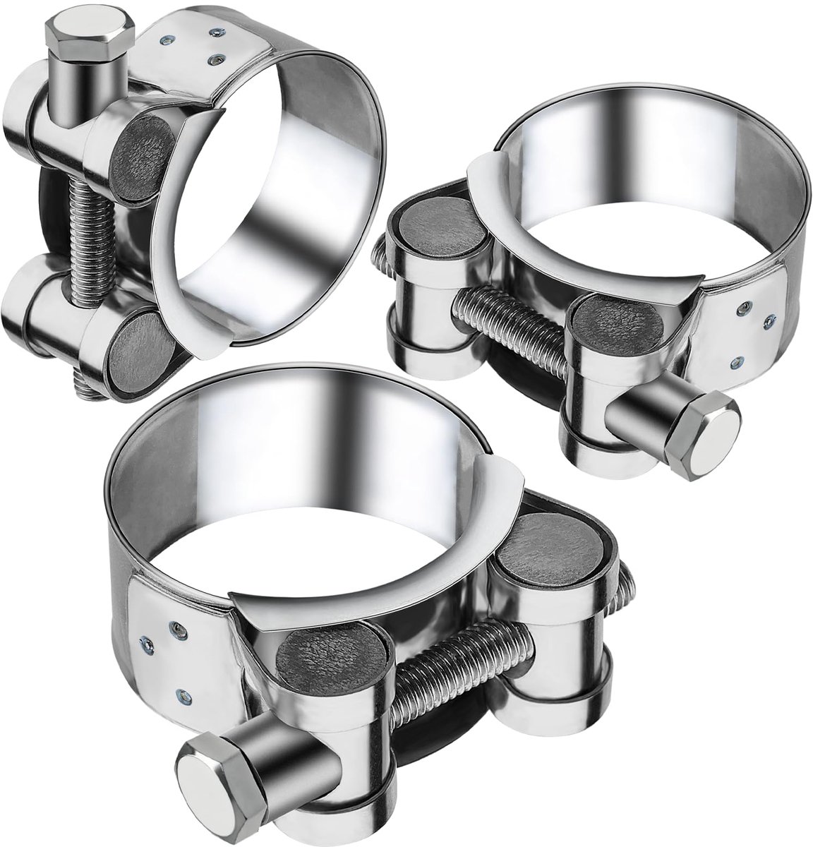 Slangklemmen 44-47 mm uitlaatpijpklem 3 stuks zwaar belastbare buisklemmen 304 roestvrijstalen boutclip bandbreedte 22 mm voor uitlaatslang waterpijpbevestiging