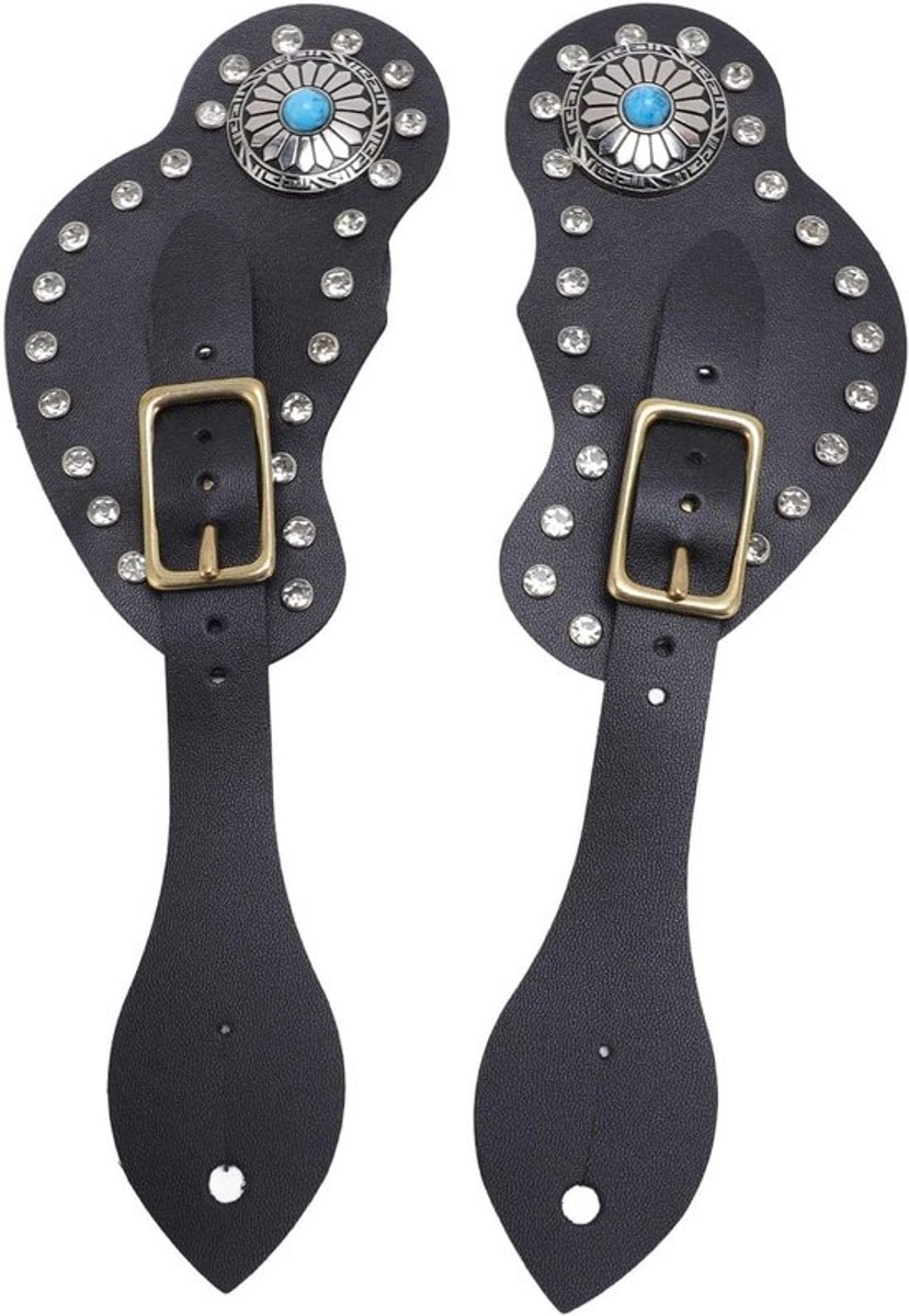Dailygoods Cowboy Boots Leren Western Rail Straps Verstelbare Zwart