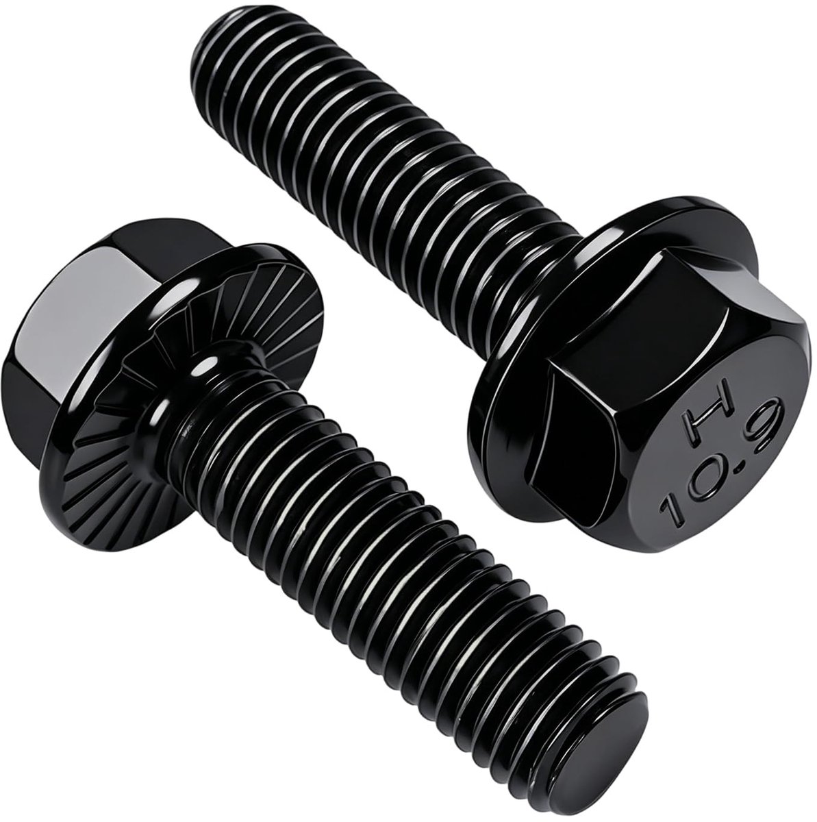 20 stuks flens-zeskantschroeven, 10.9 zwart legering schroeven zwart afwerking, zeskant-flenskopschroeven M10*25