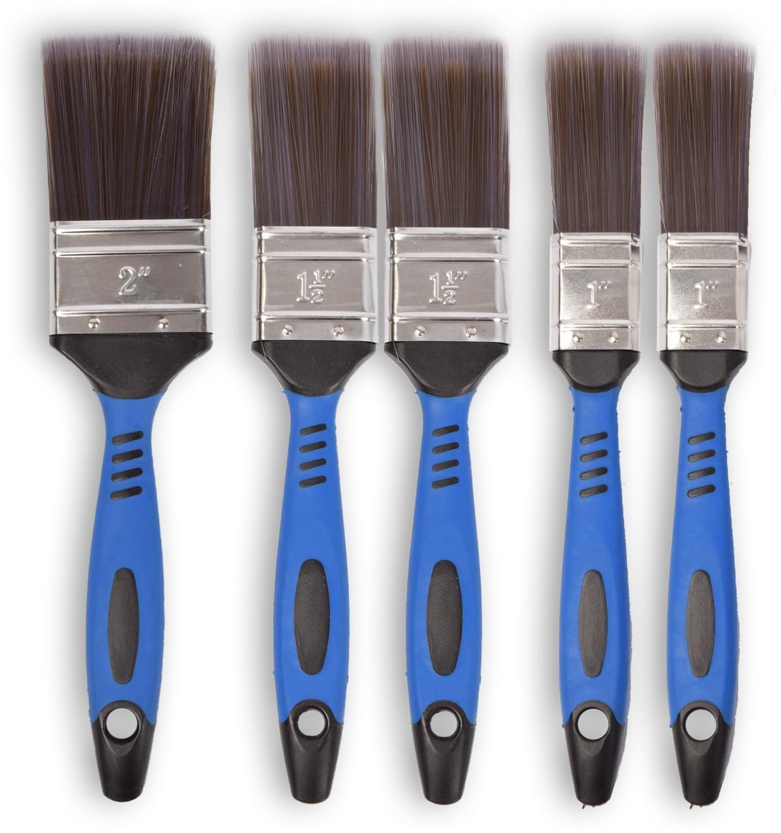 Kwastenset I Verschillende Maten 2x25mm, 2x40mm, 1x50mm | Voor Moeiteloze Schoonheid | Blauw, Grijs en Zilver | Compact en Lichtgewicht