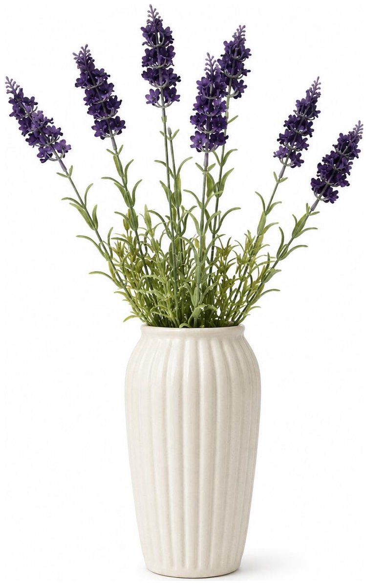 Bellatio Design kunstbloemen bos Lavendel / lavendula - 3x - 40 cm - donkerblauw/paars - kunst zijdebloemen