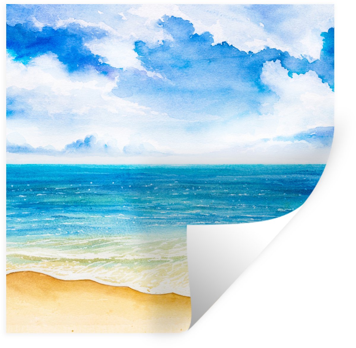 Muurstickers - Sticker Folie - Strand - Zee - Lucht - 80x80 cm - Plakfolie - Muurstickers 