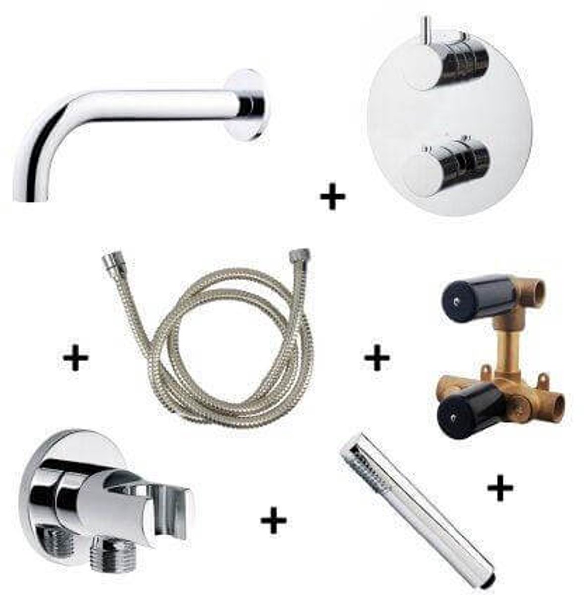 Wiesbaden Inbouw Badkraanset Baduitloop 20 cm Chroom (compleet)