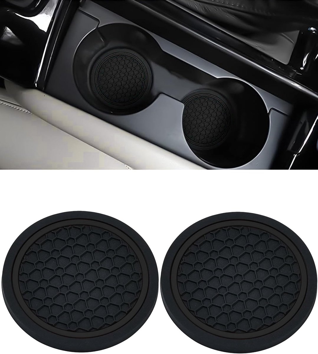 2 stuks universele onderzetters voor de auto, antislip, siliconen autoaccessoires, geschikt voor de meeste auto's, SUV's, vrachtwagens (zwart)