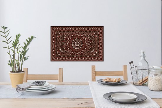 Stickers muraux - Motifs - Mandala - Tapis - Rouge - 60x40 cm - Film Adhésif