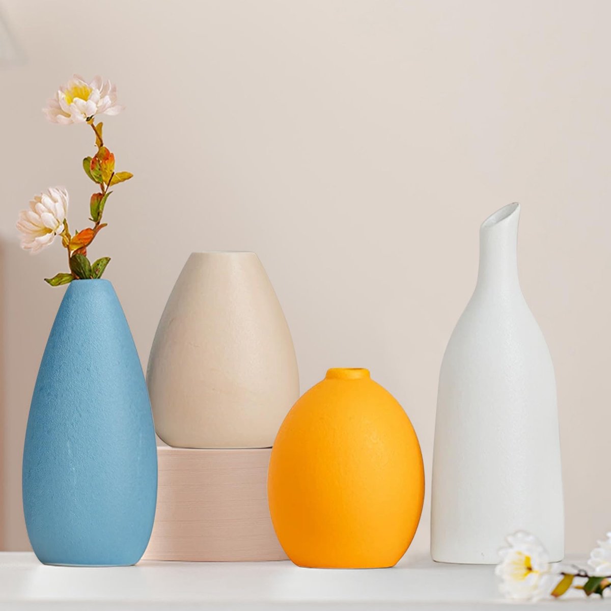 Moderne vazen set, 4-delig Morandi-kleuren decoratieve bloemenvaas, keramische vazen decoratie voor huisdecoratie, tafel, entree