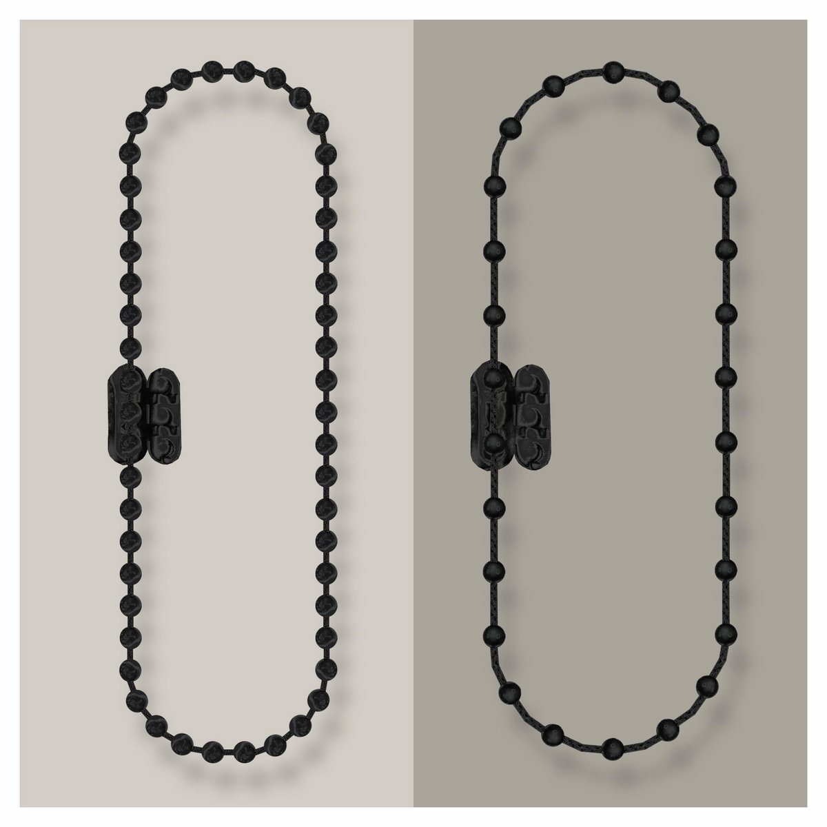 Rolgordijnketting van PVC (bedieningsketting) - lengte: 120 cm tot 50 m - hier: 240 cm operationele lengte (480 cm omloop) - 4,5 x 12 mm - voor rolgordijnen, jaloezieën, lamellengordijnen, kleur: zwar