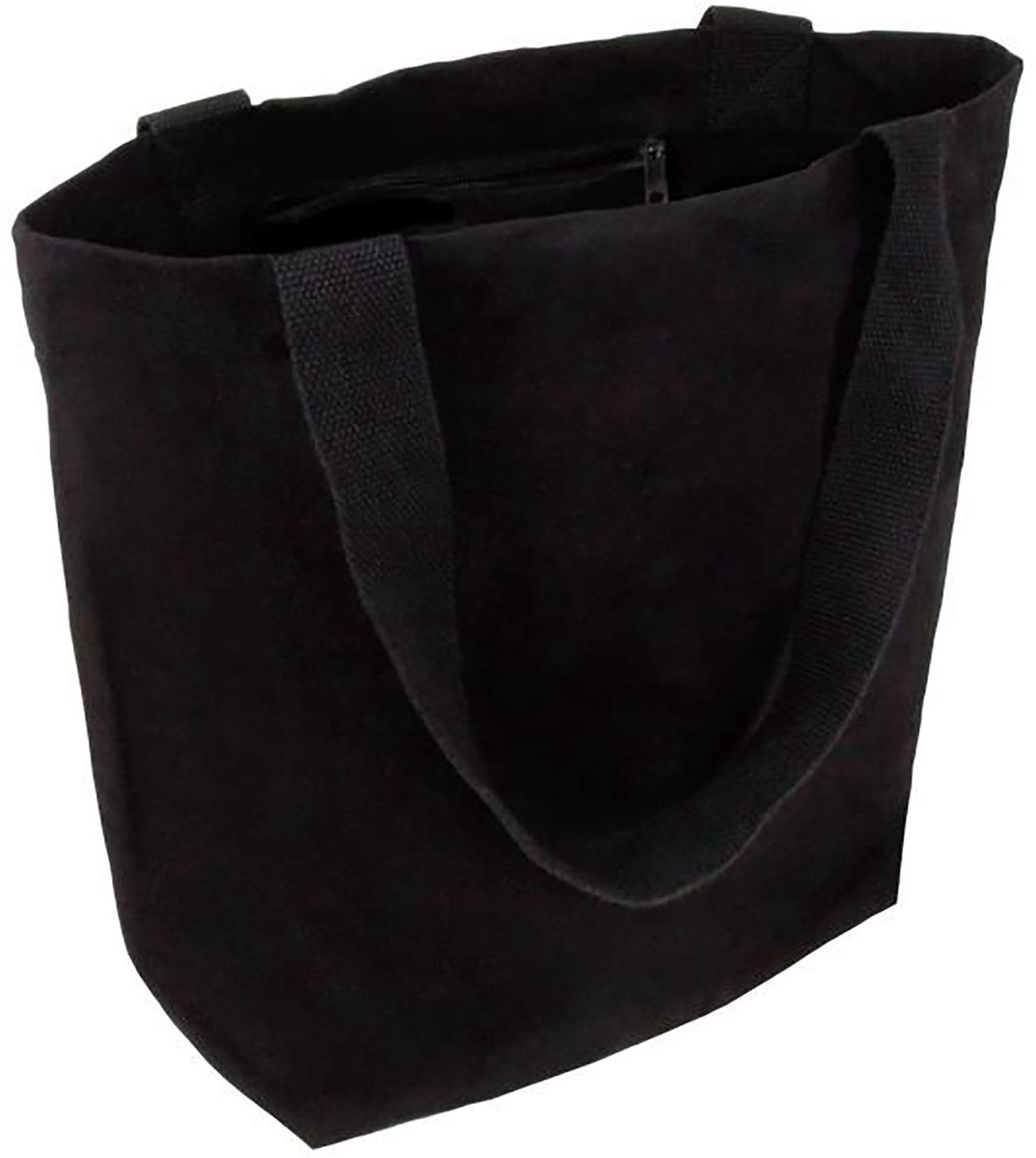 Stijlvolle ruime draagtas met binnenzak en ritssluiting, katoenen tas, stoffen tas, shopper, handtas met grote bodem, Öko-Tex 100 standaard gecertificeerd