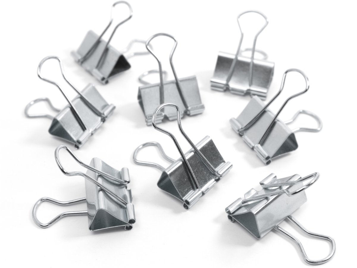 Binder clips - set of 8 silver