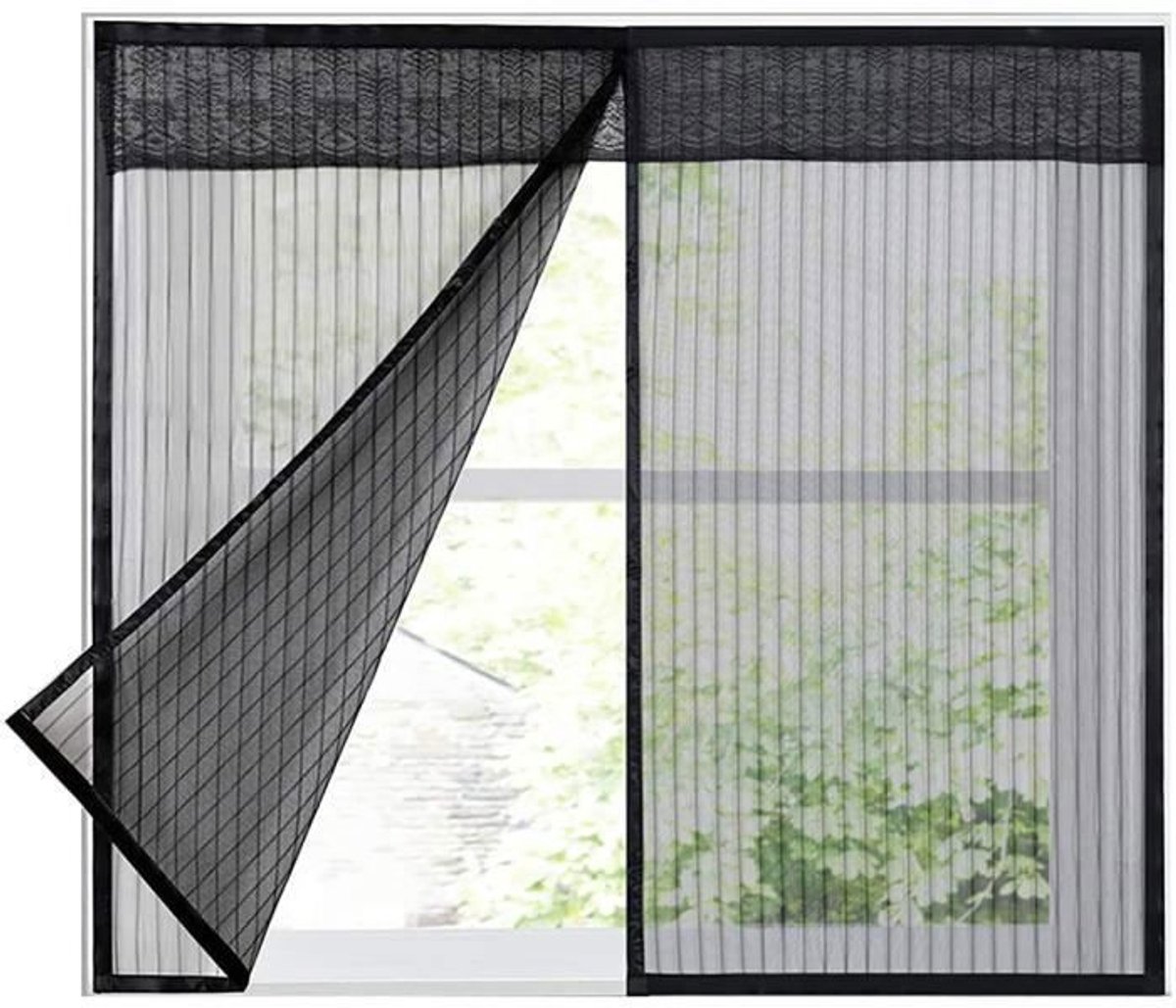 Muggennet - Klittenband - 120x120 cm - Insectenwerend - Magnetisch - Zwart