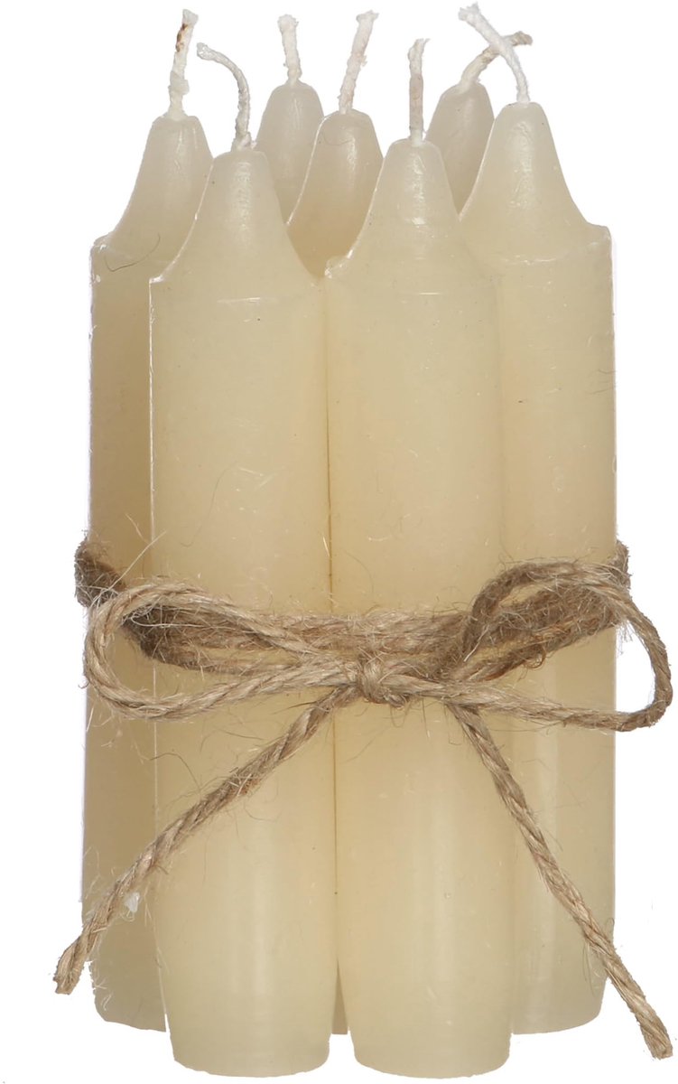 Kaarsenset (7 stuks), 11 cm staafkaarsen crème, tafelkaarsen effen, 4+ uur brandduur