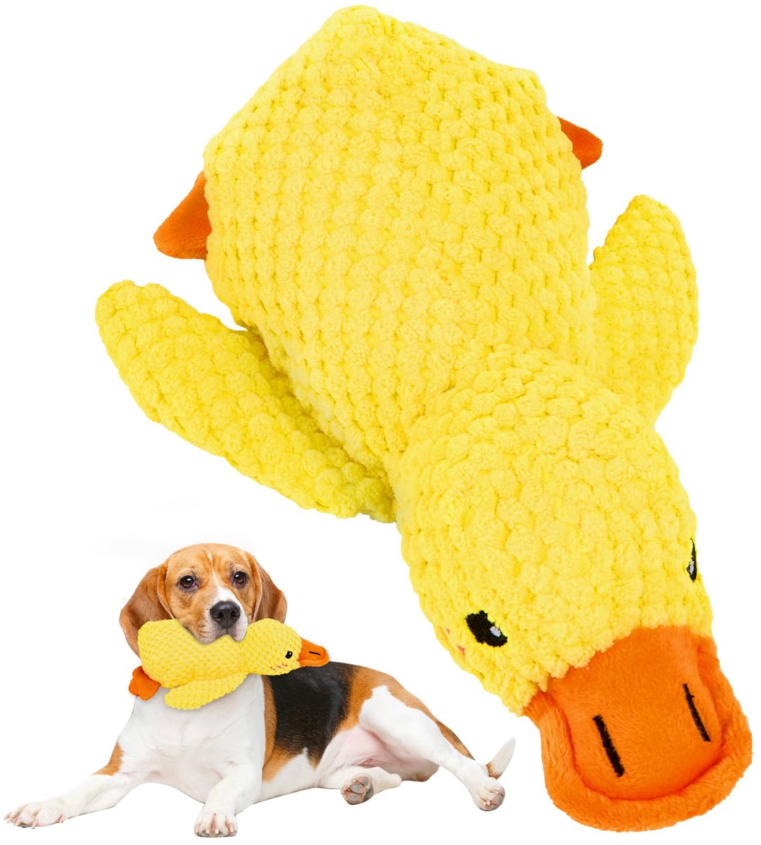 eend hond, kauwspeelgoed voor honden voor agressieve kauwers, anti-stress eend, geel piepspeelgoed, interactief speelgoed voor honden, huisdier kauwspeelgoed, pluche kauwspeelgoed voor