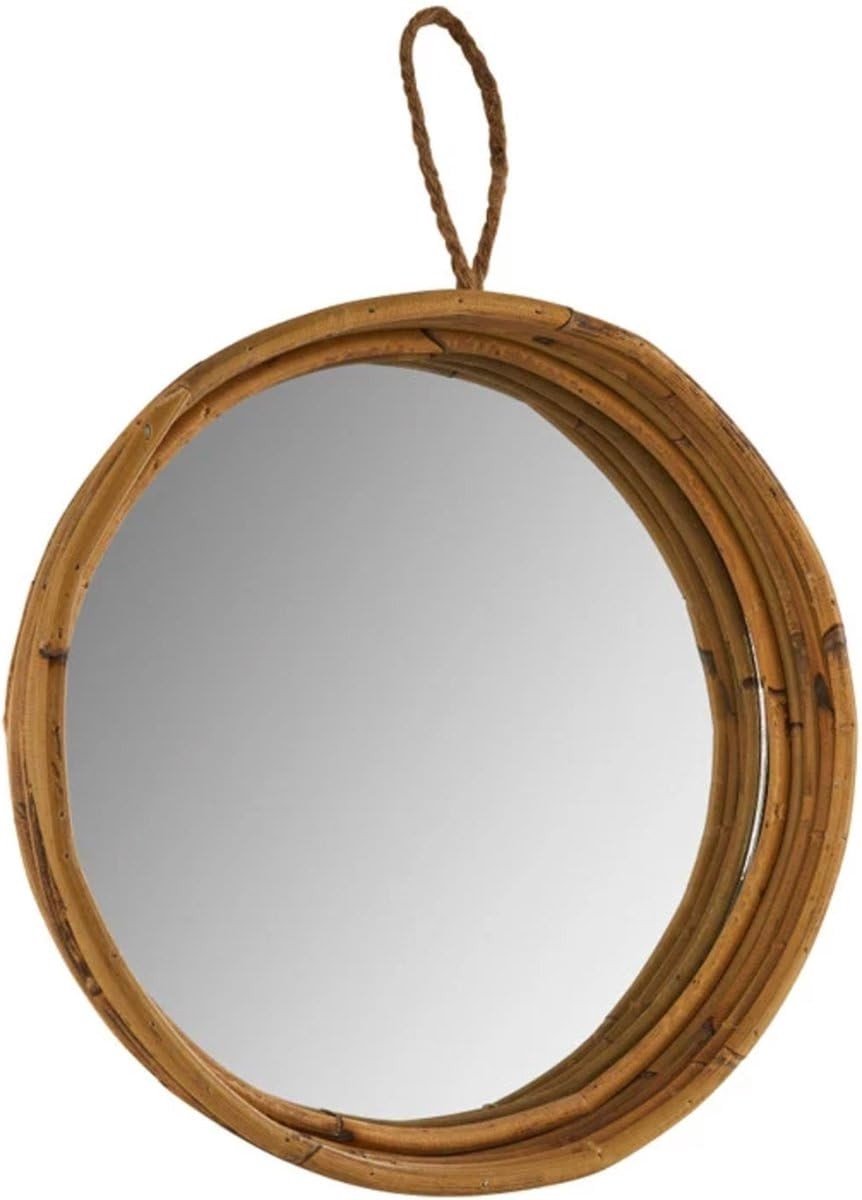 Dailygoods- Ronde Spiegel 30 cm - Rotan Frame - Wanddecoratie - Natuurlijke Uiterstraling - Trendy Ontwerp - Eigentijdse Stijl - Wandspiegel
