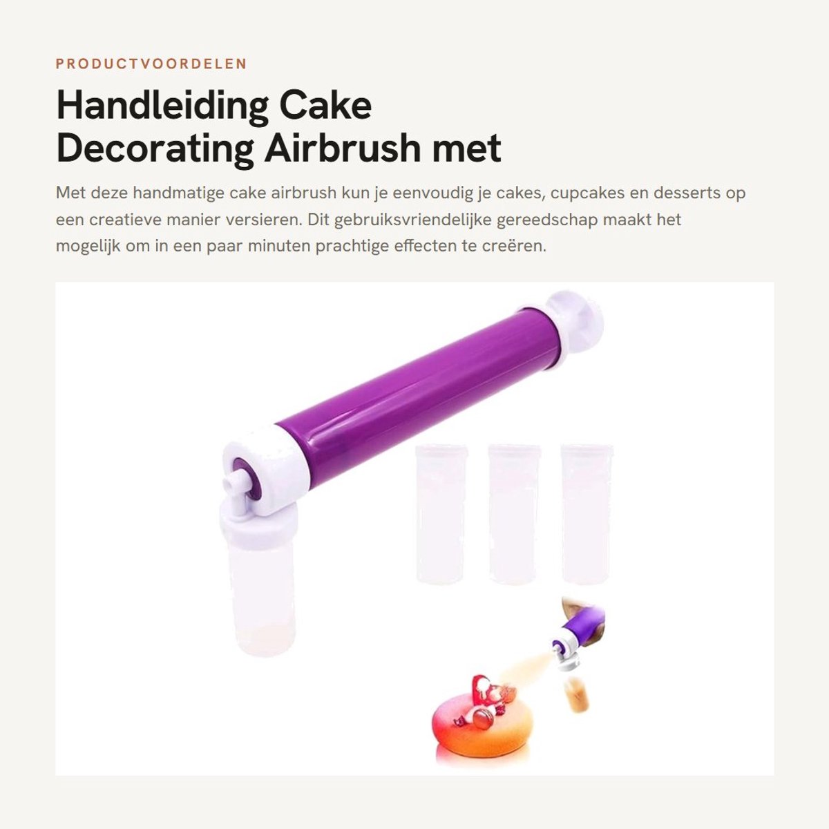 Dailygoods - Handleiding Cake Decorating Airbrush met 4 Flesjes