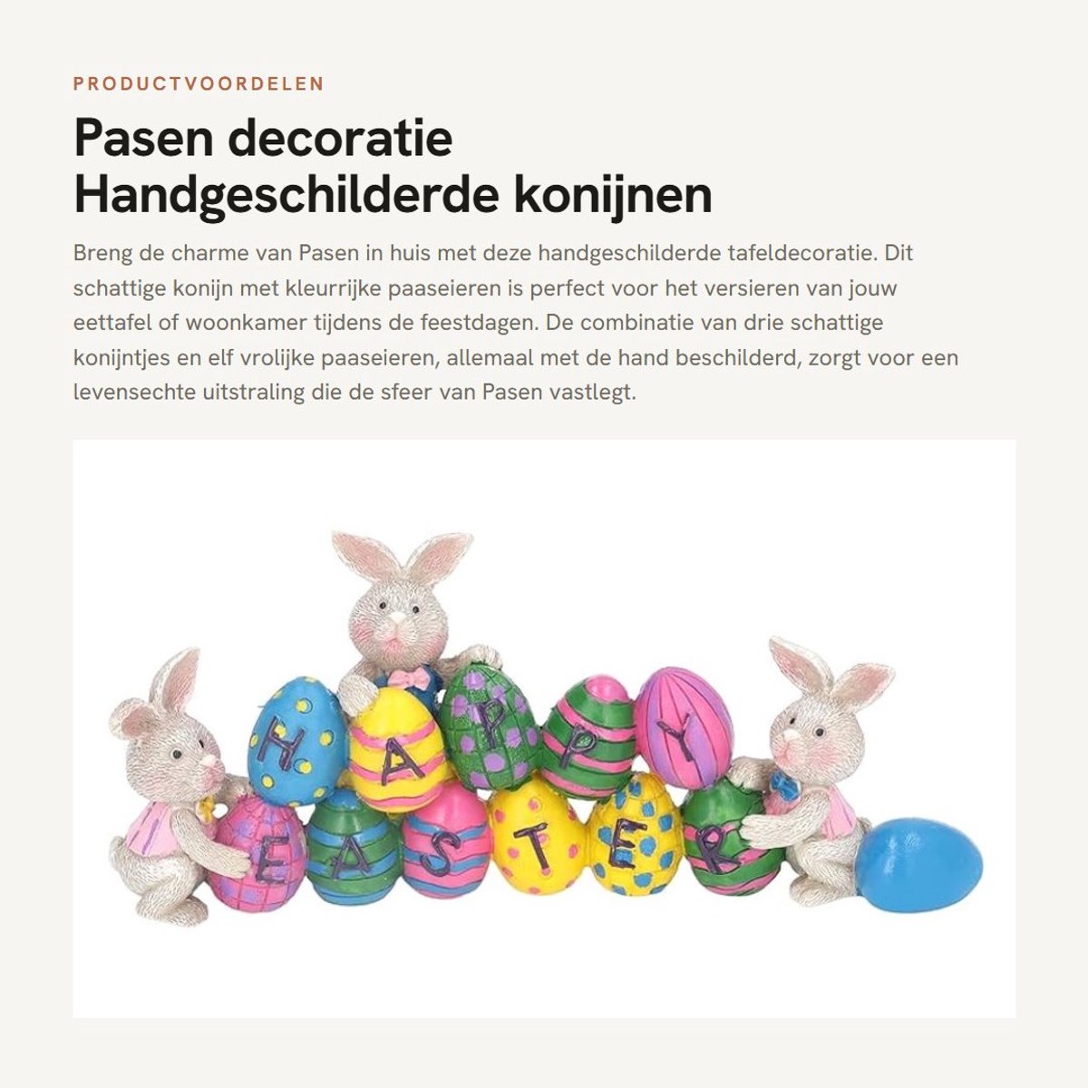 Dailygoods- Paaseieren Decoratie Handgemaakt - Paashaas Beeldje - Tafeldecoratie - Hoogwaardige Hars - 11 Kleurrijke Eieren - 22 x 8,5 x 5 cm - Paasdecoratie