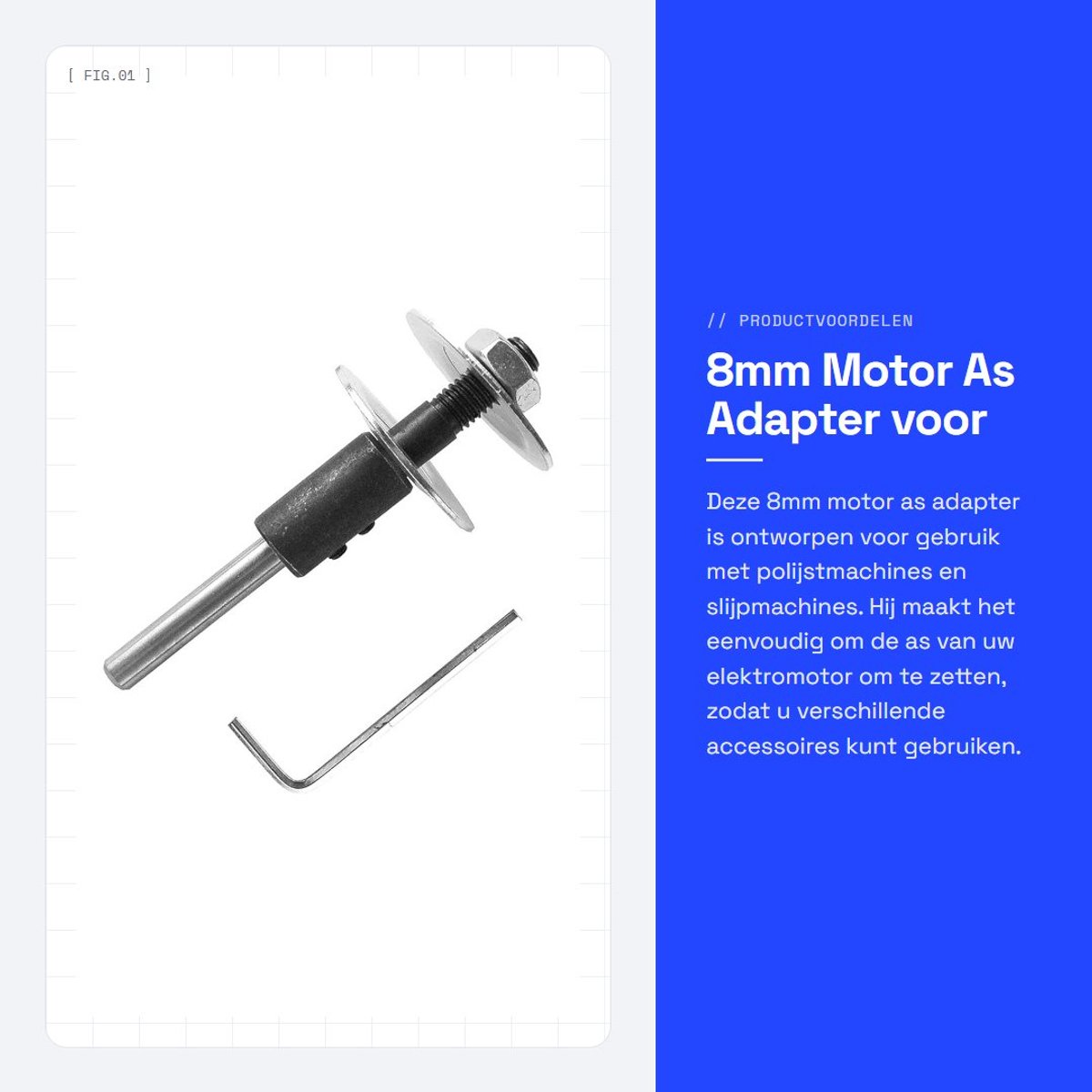 Dailygoods - 8mm Motor As Adapter voor Slijpmachines