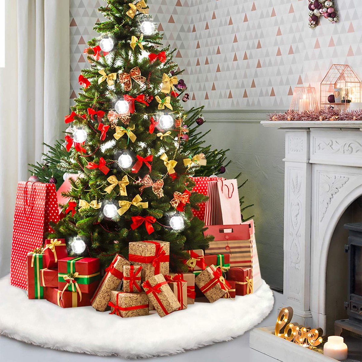 Dailygoods - Kerstboomkleed - Luxe Imitatiebont - Groot 120 cm - Sneeuwwit - Decoratie voor Feestdagen - Perfect voor Kerst en Oud en Nieuw