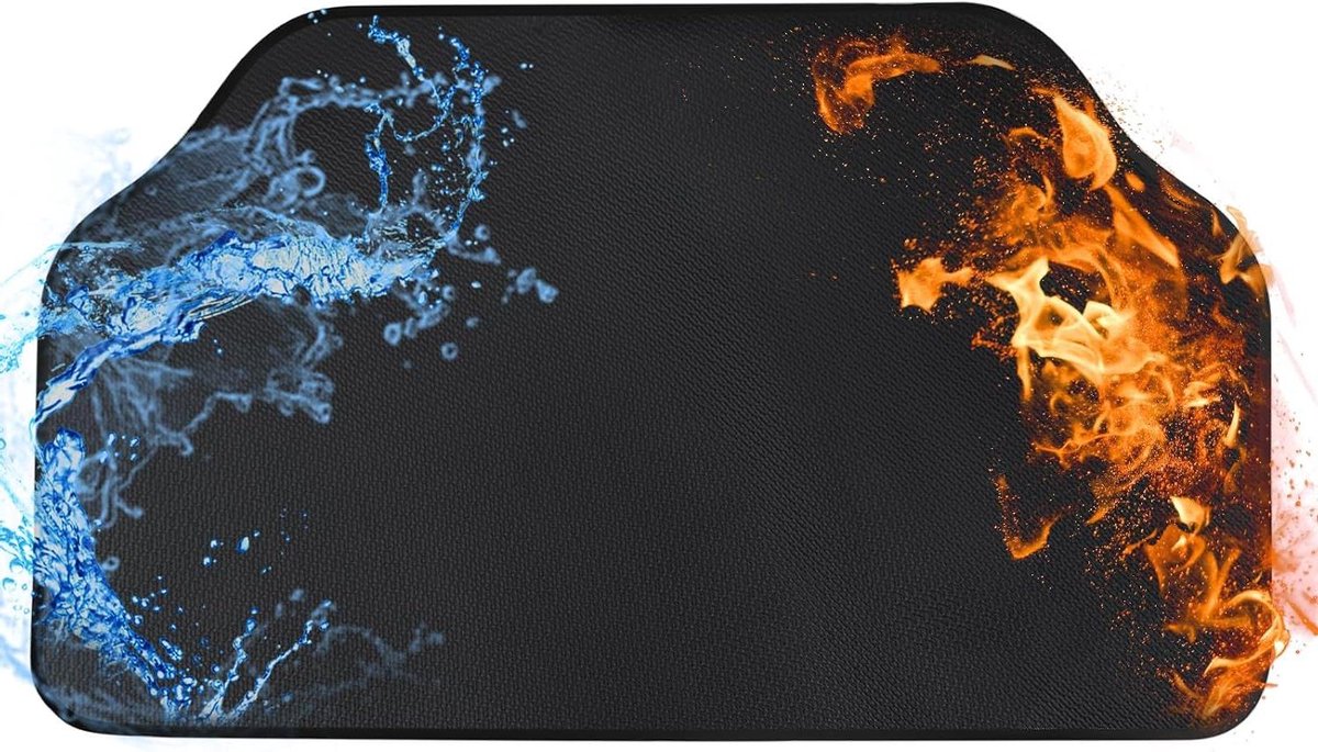 Haardmat - Vloerbeschermer Oven - Vloer Beschermen - Hittebestendig Glasvezel - 33.79 x 20.8 cm - Zwart