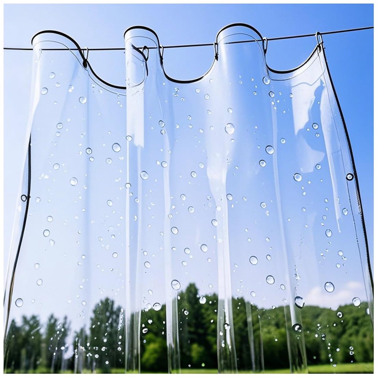 transparant zeil met ingestanste ringen, helder pvc, weerbestendig, scheurvast, voor terrassen en balkon, plantendeken, regenbescherming, 400 g/m² (2.5x2m)