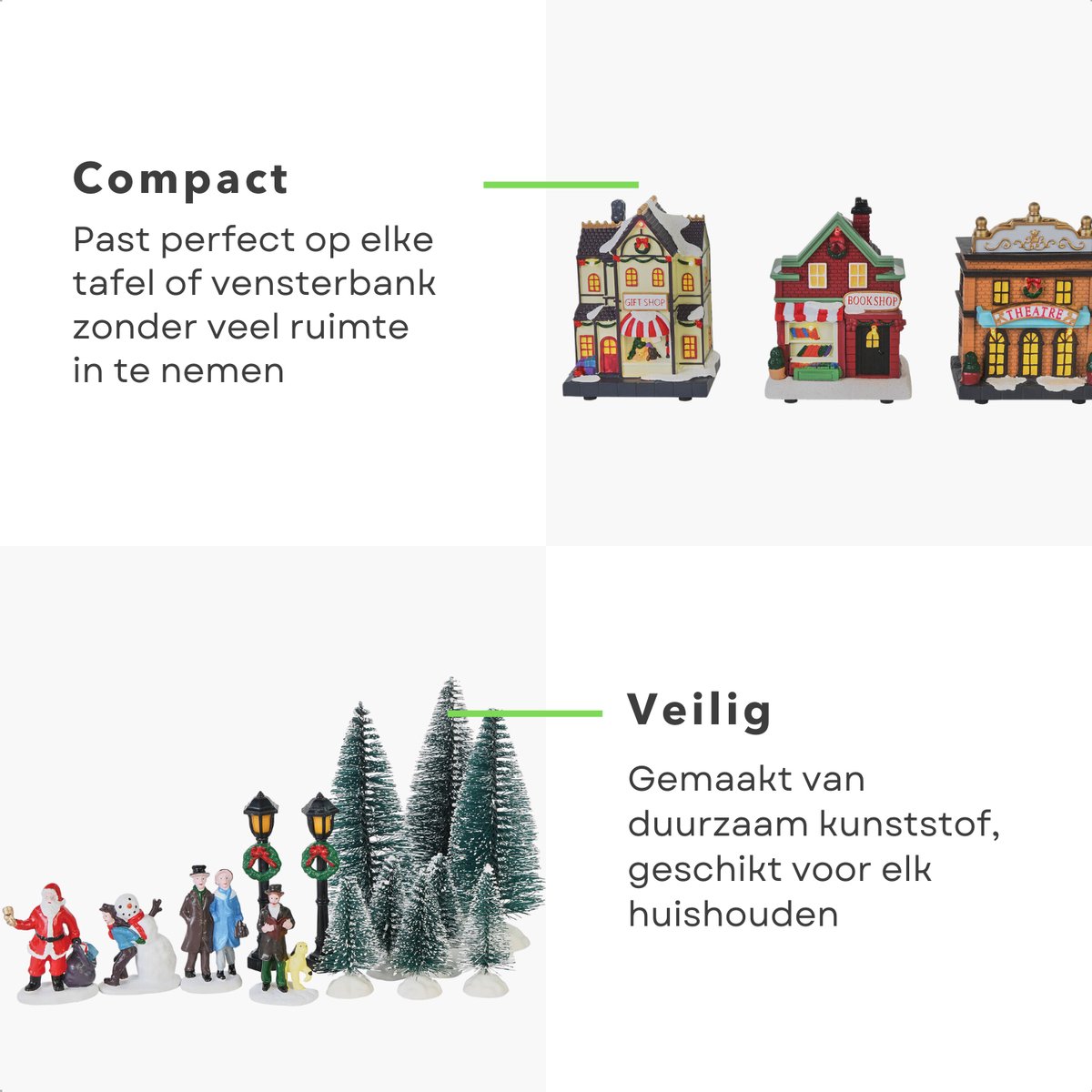 Cheqo® Verlichte Kersthuisjes - Kersttafereel - Kerstdorp - Kerstdecoratie - Miniatuur Winterdorp - LED Decoratie – foto 5