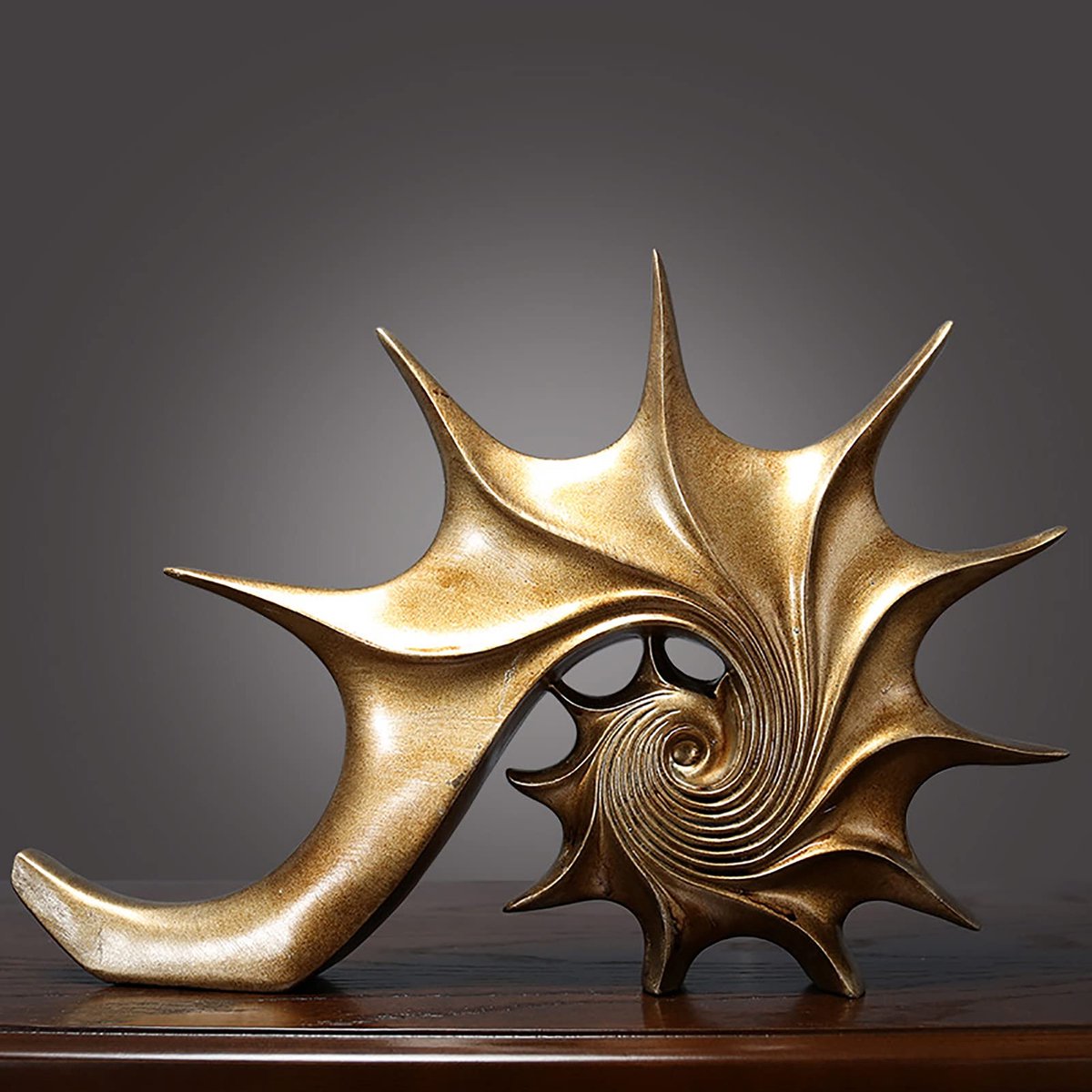 Decoratieve Beeldschelp Gemaakt Van Polyresin Moderne Decoratieve Figuur Sculptuur Kantoor Woonkamer Om Te Decoreren 40,5 X 28 X 5,5 cm,Goud