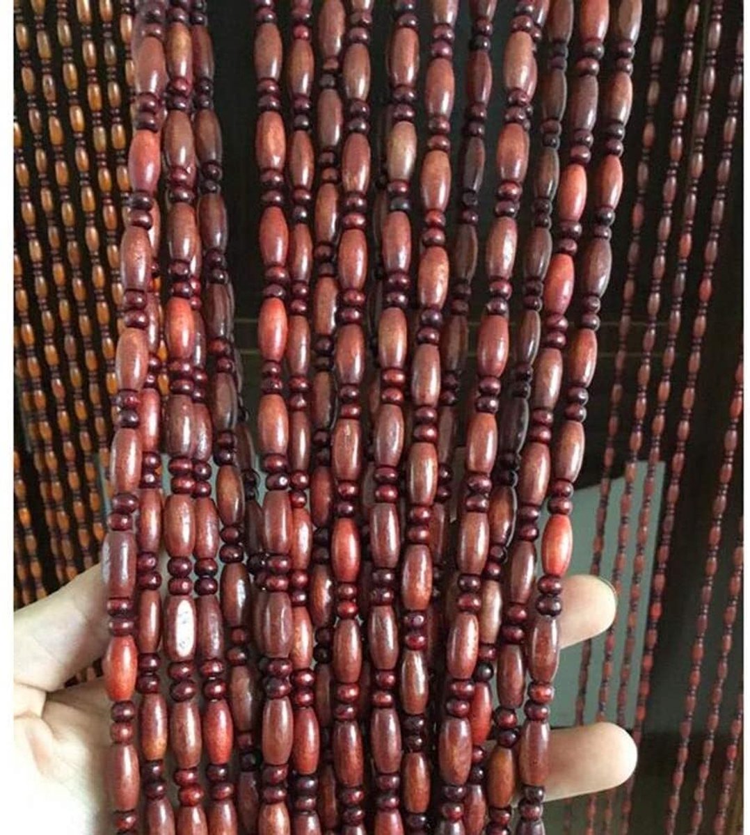 45 garens houten kralen voor deuren draad gordijn met kralen scherm scheidingshuis retro decoratie, 2 kleuren, aanpasbare maten(B,1.0mx2.0m)