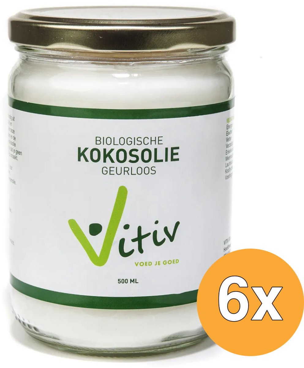 6x Vitiv Kokosolie Geurloos Bio (500 ml)